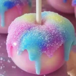 Colorful Candy Apples With Cotton Candy