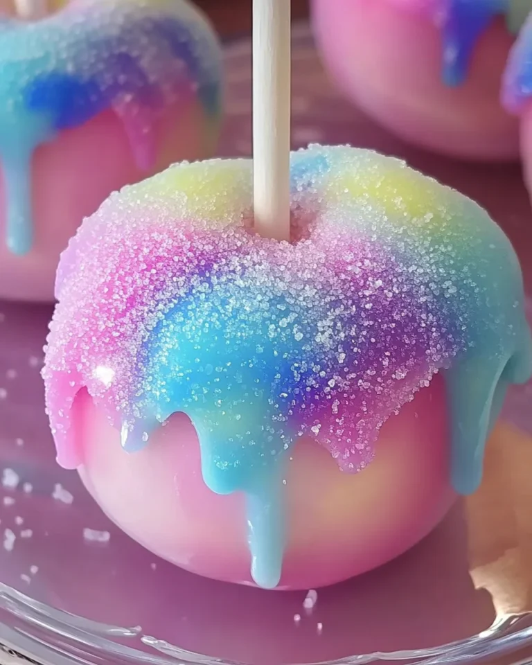 Colorful Candy Apples With Cotton Candy