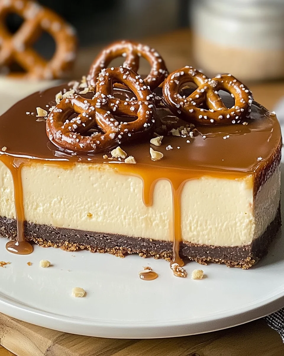 Salted Caramel Pretzel Cheesecake