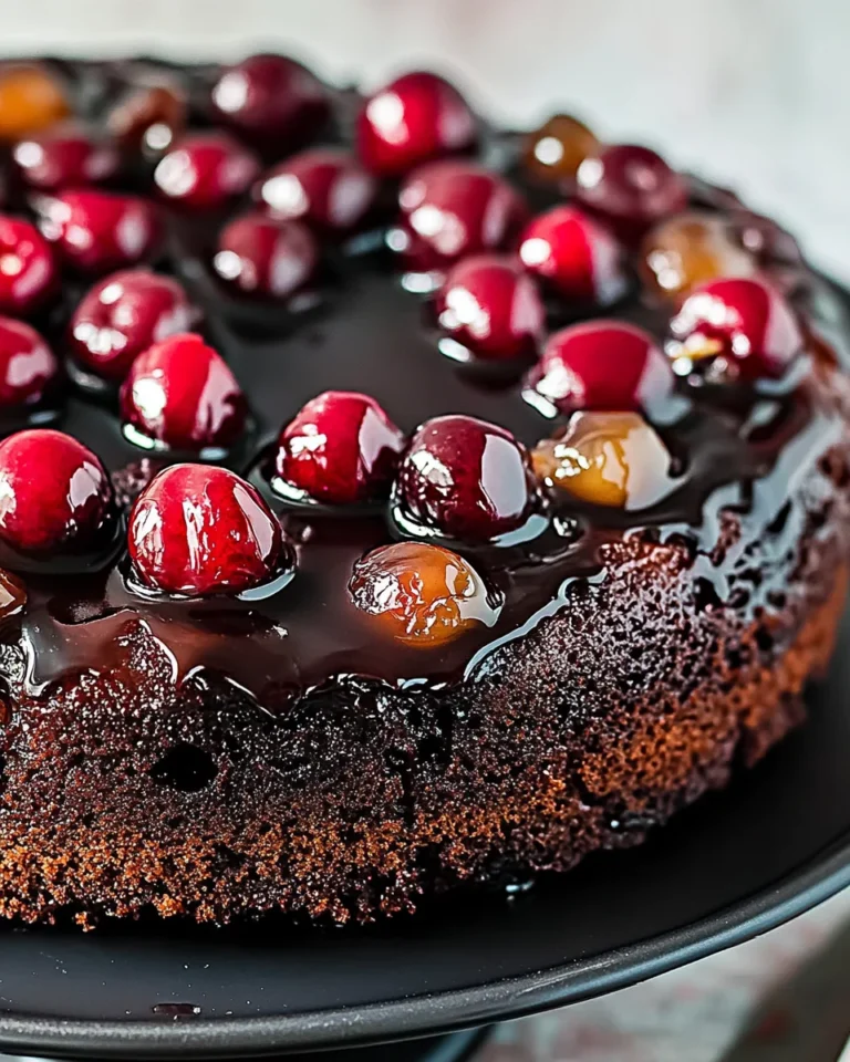Chocolate Cherry Upside Down Cake 🍒🍫