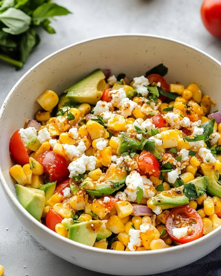 Grilled Corn Salad with Avocado, Goat Cheese & Hot Honey Vinaigrette