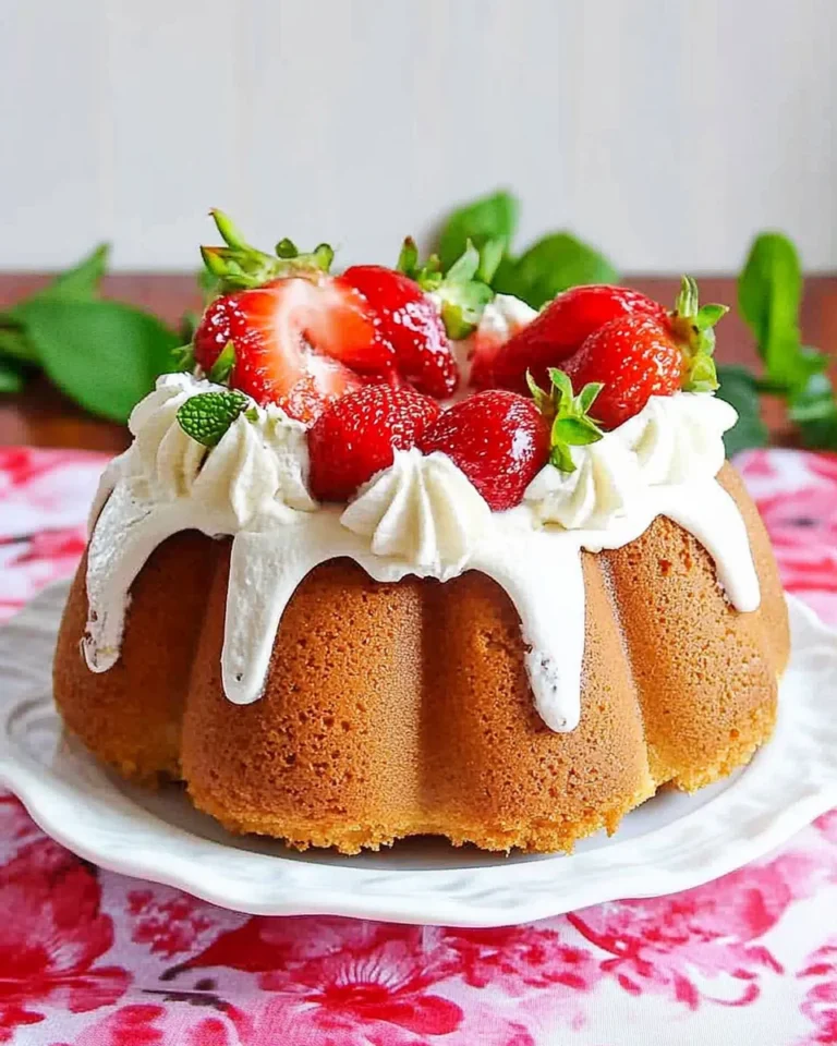 Strawberry bundt cake with swirl