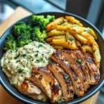 Avocado Greek Chicken Alfredo with Crispy Broccoli