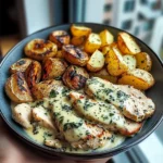 Chestnut Garlic Greek Chicken Alfredo with Sage Potatoes
