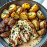 Chestnut Garlic Greek Chicken Alfredo with Sage Potatoes