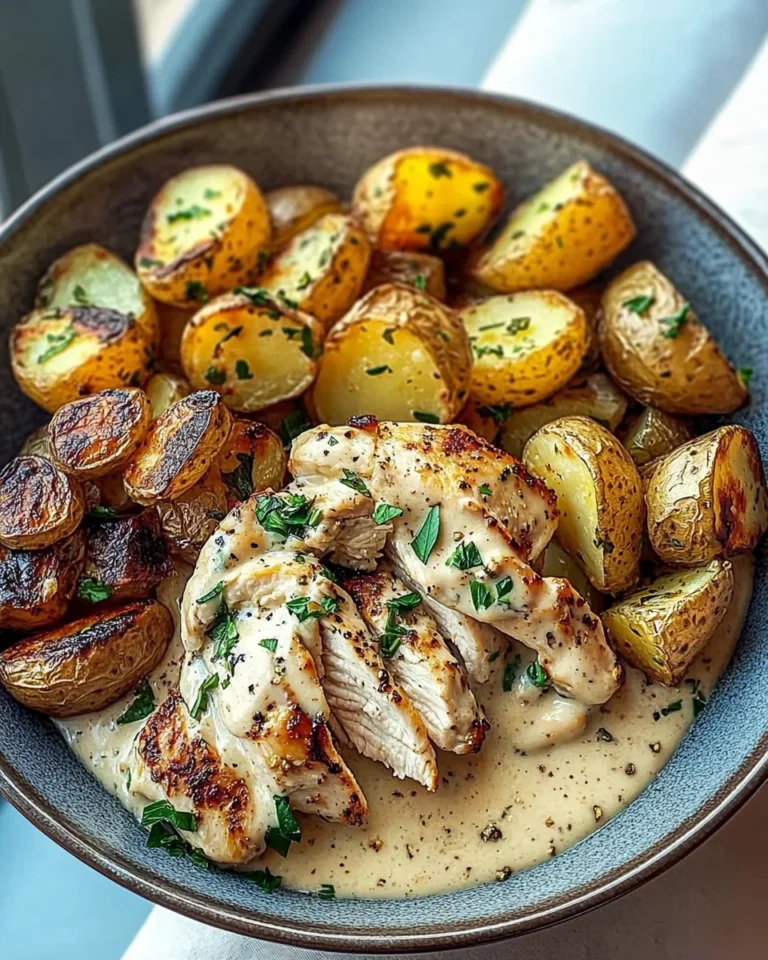 Chestnut Garlic Greek Chicken Alfredo with Sage Potatoes