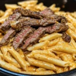 Creamy Cajun Steak & Cheddar Penne Skillet