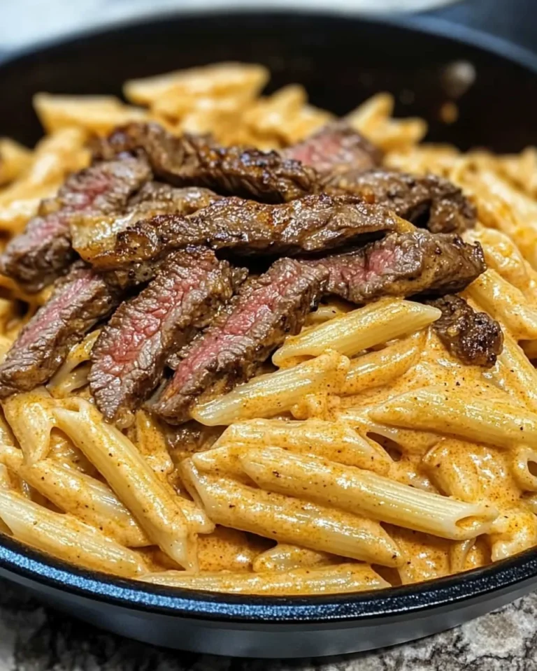 Creamy Cajun Steak & Cheddar Penne Skillet