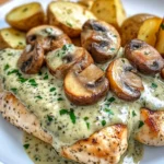 Creamy Garlic Mushroom Chicken with Roasted Potatoes