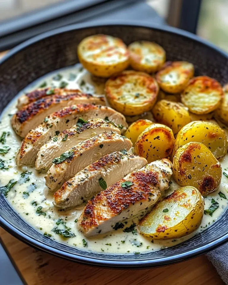 Creamy Lemon Herb Chicken Alfredo with Roasted Potatoes