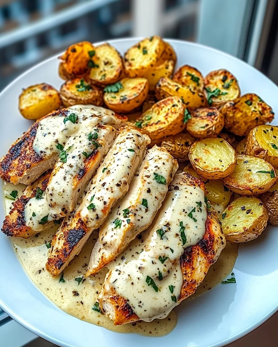 Double Parmesan Garlic Chicken Alfredo with Crispy Potatoes