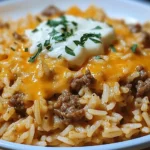 Garlic Butter Beef And Rice Skillet