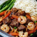 Garlic Butter Steak and Shrimp Noodles