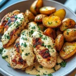 Greek Hot Honey Chicken Alfredo with Roasted Potatoes