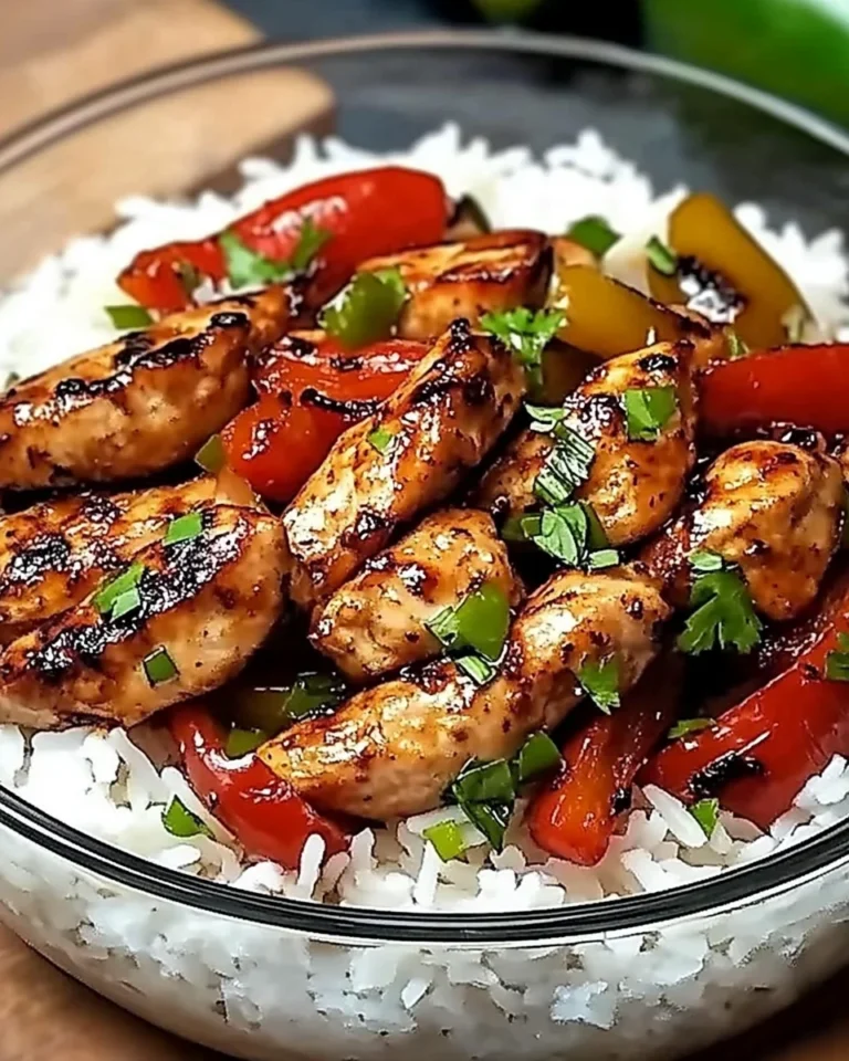 Grilled Garlic Chicken with Peppers and Rice