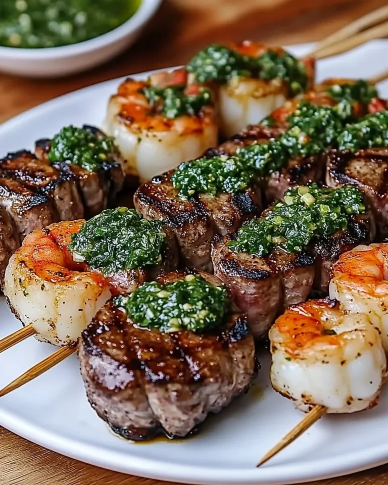 Grilled Surf & Turf Skewers with Chimichurri