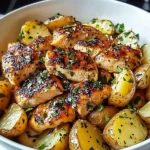 Hot Honey Greek Chicken Alfredo with Roasted Garlic Potatoes