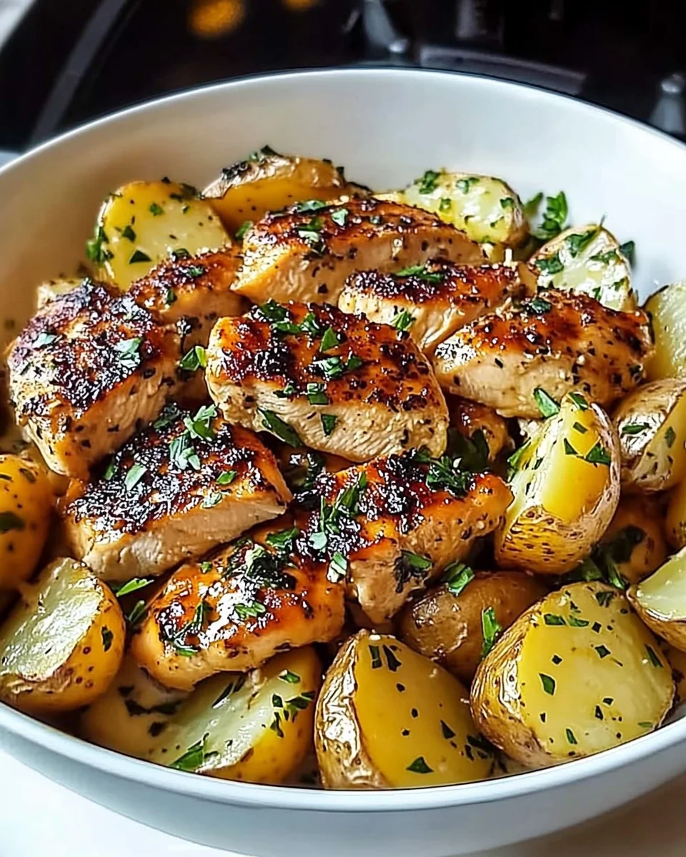 Hot Honey Greek Chicken Alfredo with Roasted Garlic Potatoes
