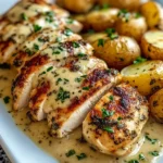 Hot Honey Greek Garlic Chicken Alfredo with Truffle Potatoes
