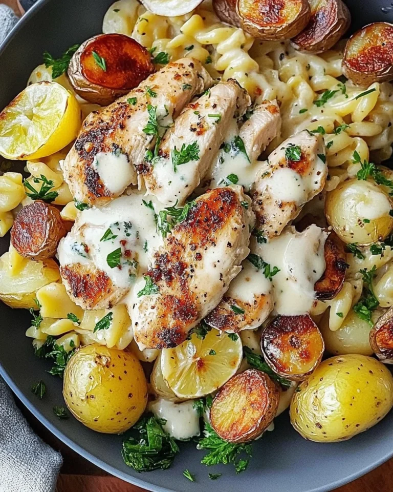 Lemon Chestnut Chicken Alfredo with Roasted Potatoes