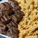One-pan Steak Bites & Cheesy Garlic Butter Noodles