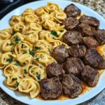 Smothered Steak Bites In Creamy Velveeta Tortellini