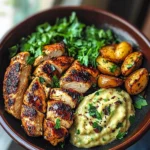 Spicy Greek Hot Honey Chicken with Avocado Tahini Alfredo