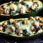 Spinach, Mushroom, and Ricotta Stuffed Zucchini Boats