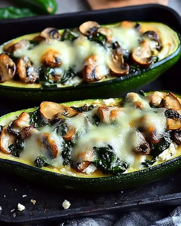 Spinach, Mushroom, and Ricotta Stuffed Zucchini Boats