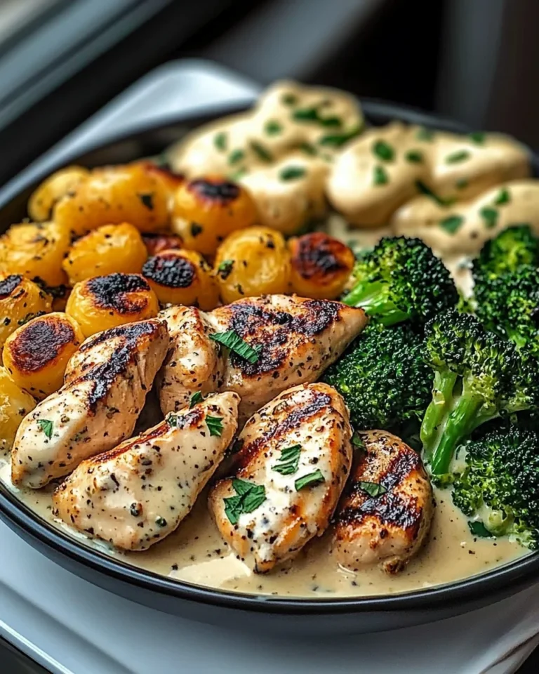 Tuscan Garlic Chicken Alfredo with Cheesy Broccoli