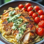 Tuscan Garlic Chicken Alfredo with Roasted Tomato Pesto