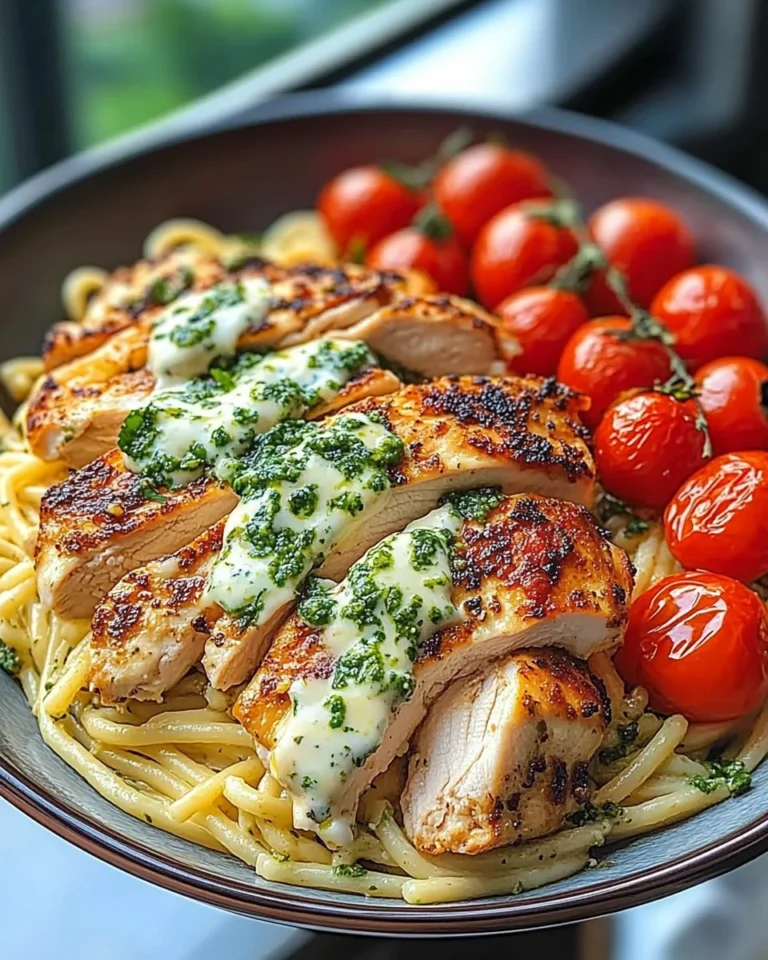 Tuscan Garlic Chicken Alfredo with Roasted Tomato Pesto