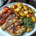 Tuscan Garlic Chicken with Roasted Potatoes and Pesto