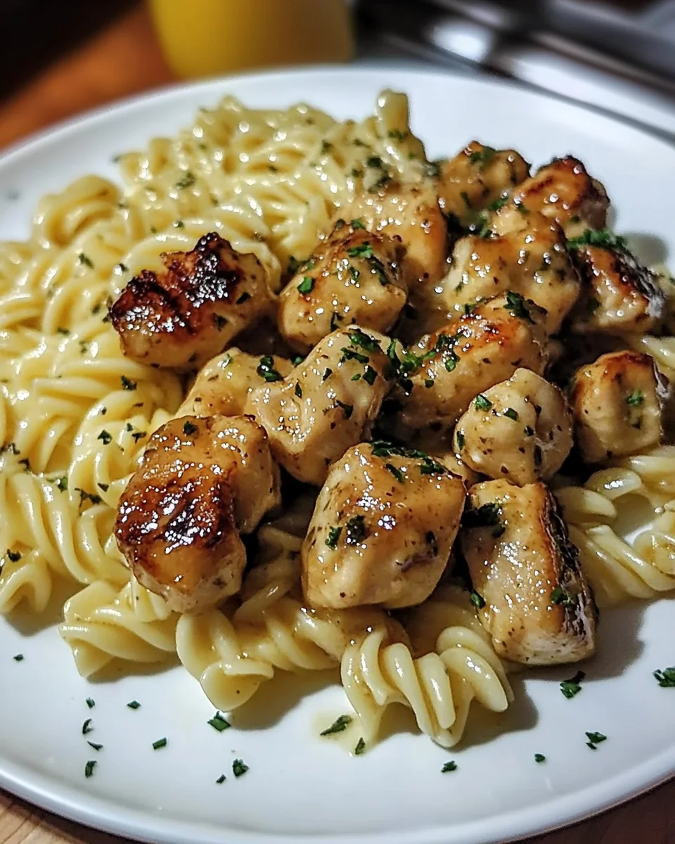 Twisted Pasta With Honey Garlic Chicken & Parmesan Cream