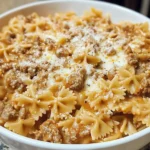 Velveeta Beef Pasta Served With Bowtie Noodles