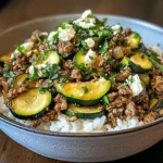Greek-Style Beef and Zucchini Rice Bowl
