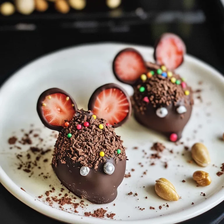 Halloween Dessert - Strawberry and Chocolate fudge mice