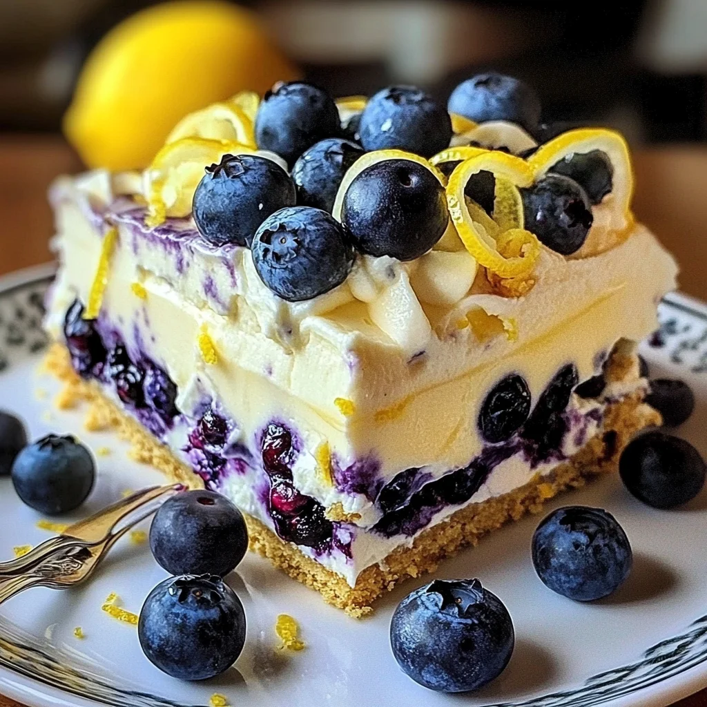 No-Bake Lemon dazzling Blueberry cream Cake