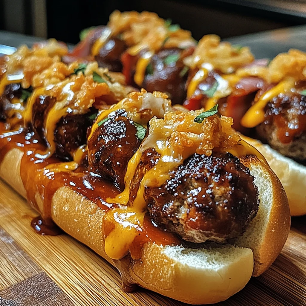Bourbon BBQ Turkey Bacon Cheeseburger Meatball Subs Ready in 30 Minutes