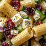 Feta & Cranberry Rigatoni Salad with Lemon Vinaigrette