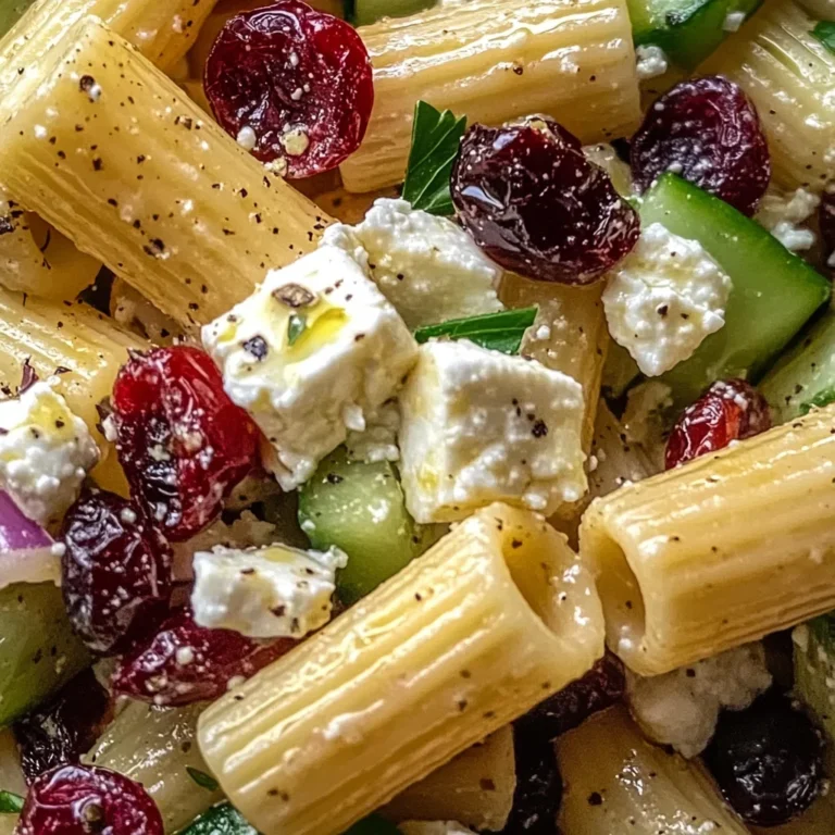 Feta & Cranberry Rigatoni Salad with Lemon Vinaigrette