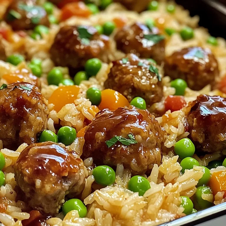 Honey Garlic Meatball Rice Bake