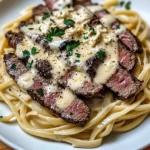 Savory Steak Gorgonzola Alfredo with Creamy Parmesan Sauce
