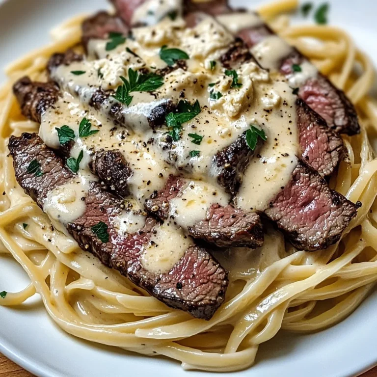 Savory Steak Gorgonzola Alfredo with Creamy Parmesan Sauce