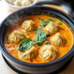 Soup Dumplings in Thai Red Curry Sauce