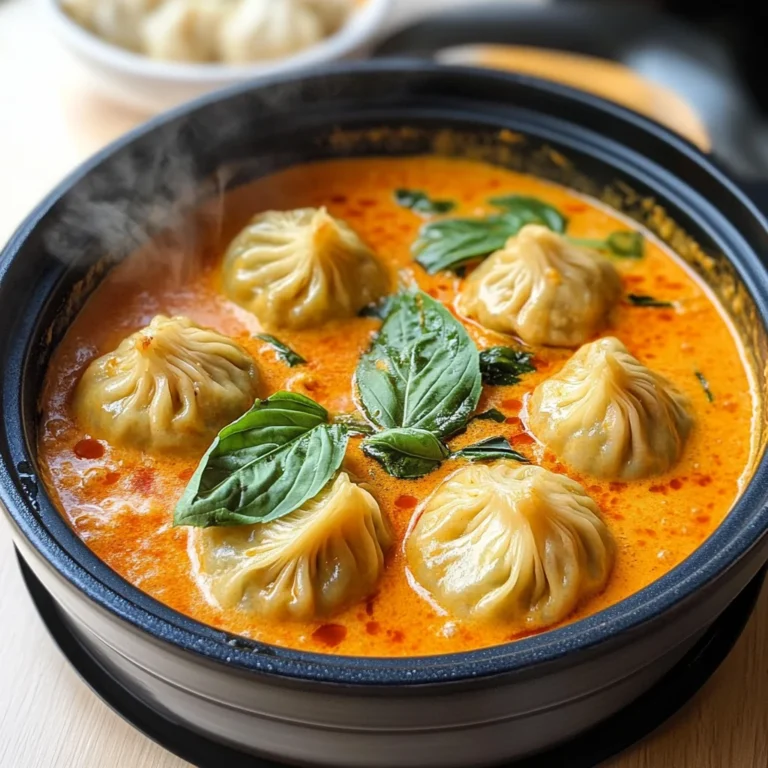 Soup Dumplings in Thai Red Curry Sauce