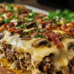 Mushroom Swiss Turkey Bacon Meatloaf Casserole