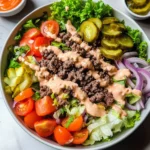 Burger Salad Bowl with Special Sauce Dressing