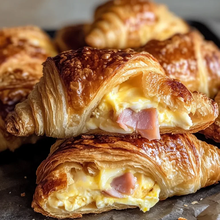 Baked chicken ham and Cheese Croissants Easy Breakfast Bake Recipe!