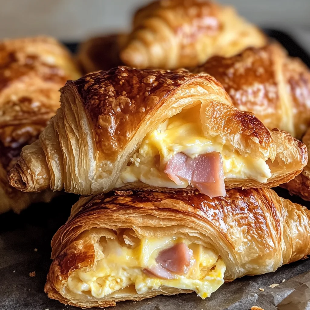 Baked chicken ham and Cheese Croissants Easy Breakfast Bake Recipe!